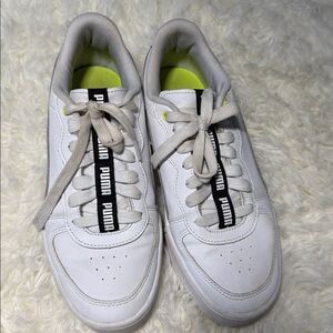 Puma White and Neon Sneakers